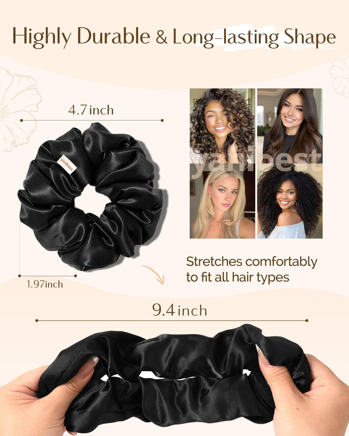 YANIBEST close-up of butter satin texture protecting hair and reducing friction
