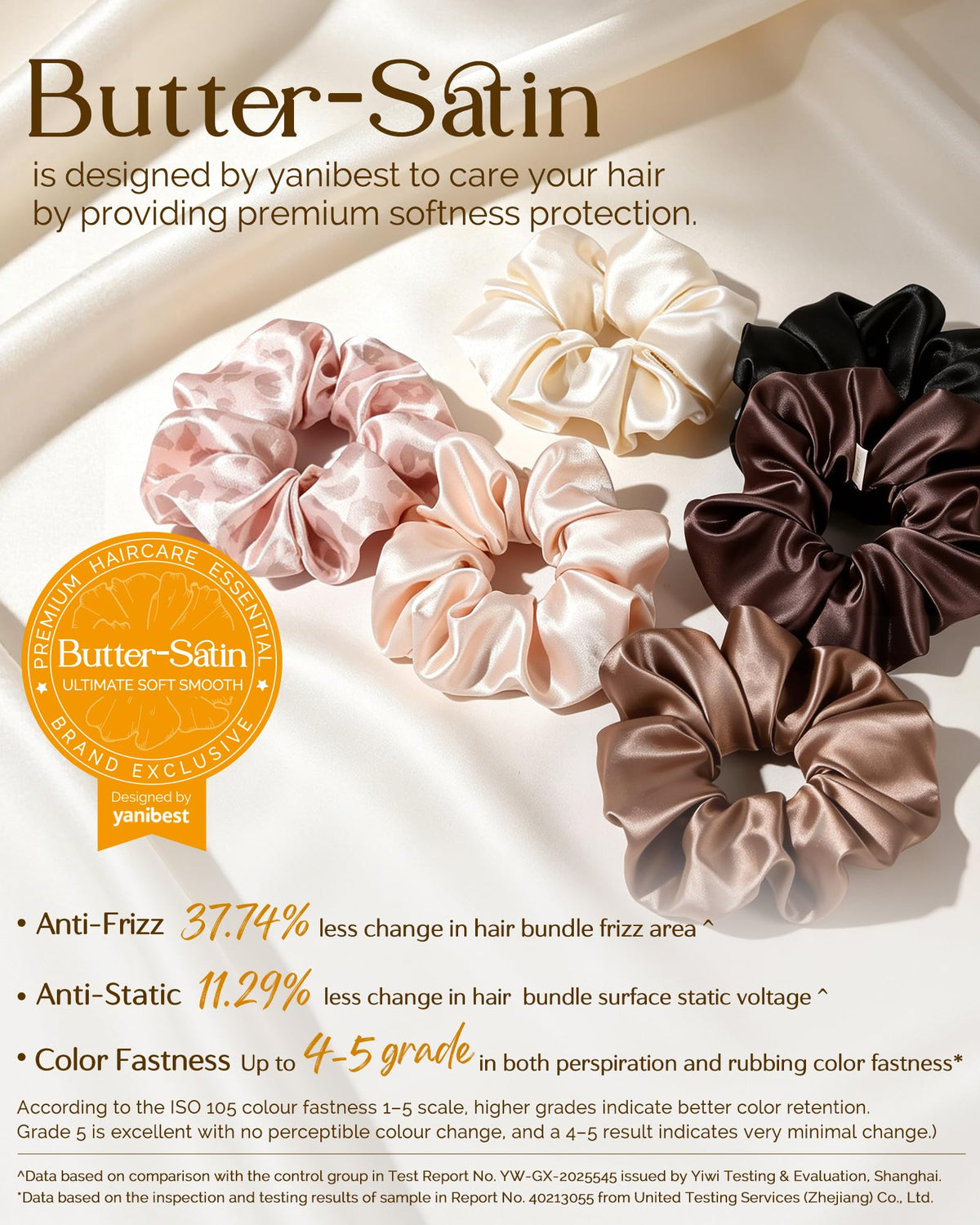 YANIBEST satin texture close-up highlighting smooth fabric that prevents frizz