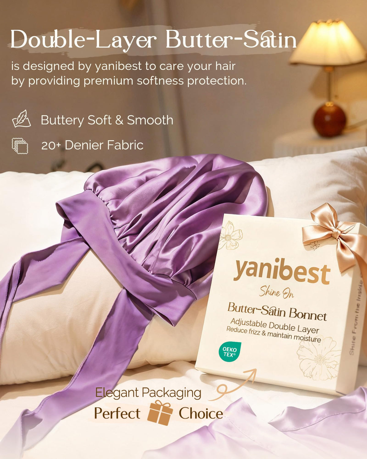 YANIBEST close-up satin texture revealing smooth fabric to reduce friction