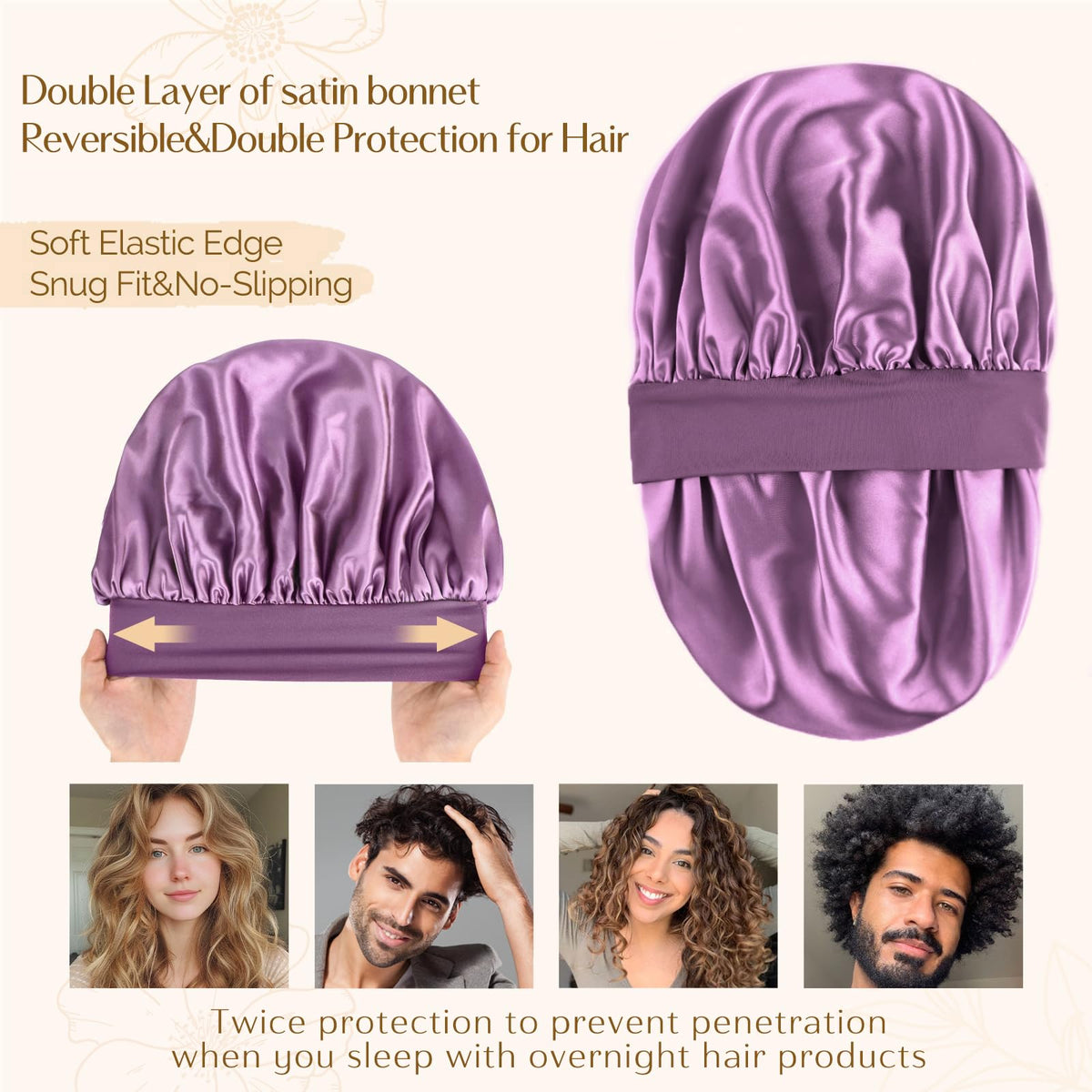 YANIBEST double-layer interior view showing layered satin for added hair cushion benefit