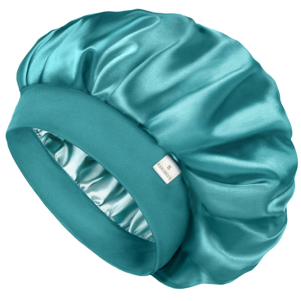 YANIBEST front view of blue bonnet showing secure fit and neat edges