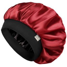 YANIBEST front view of wine red satin bonnet showing neat finish and protection