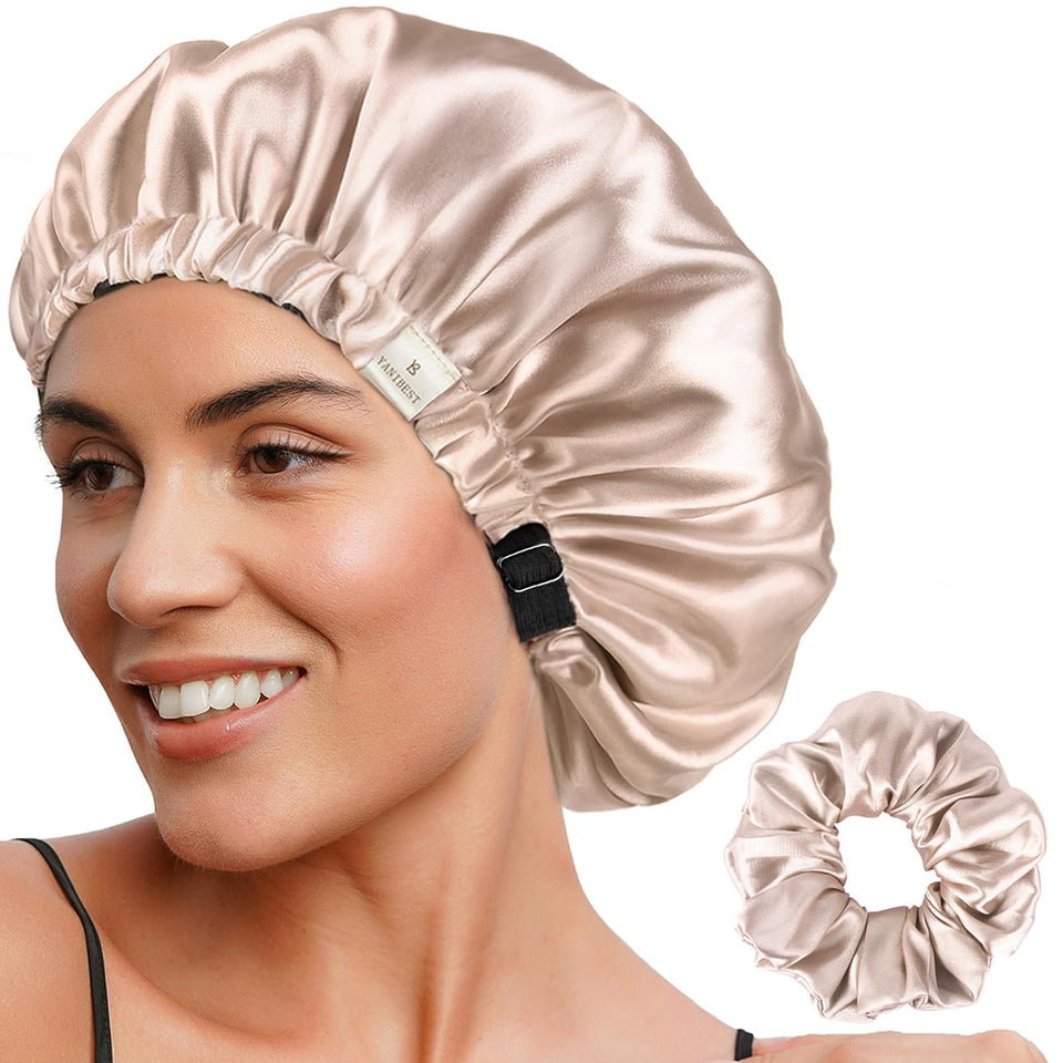 YANIBEST front view champagne bonnet showing relaxed fit and style benefit