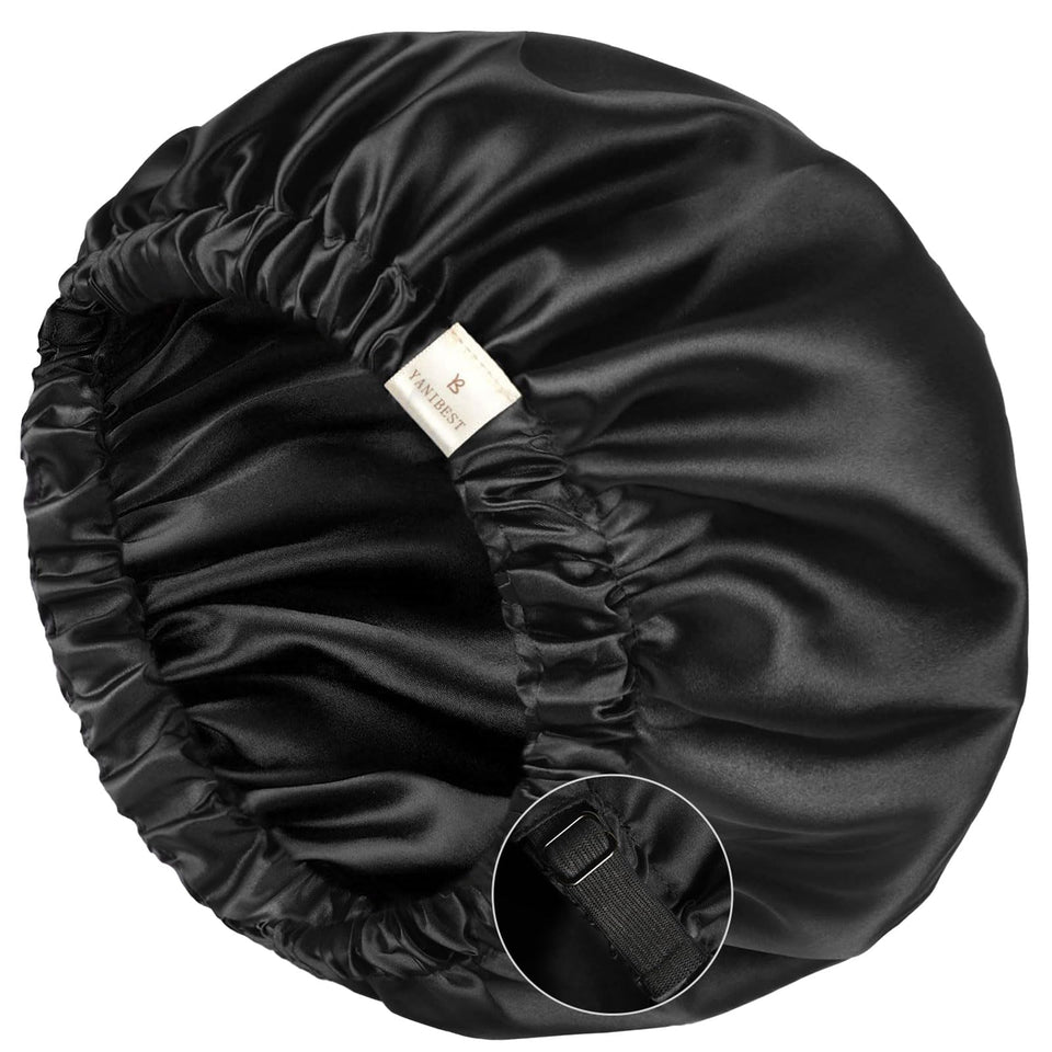 YANIBEST front view satin bonnet showing smooth fit and protective coverage