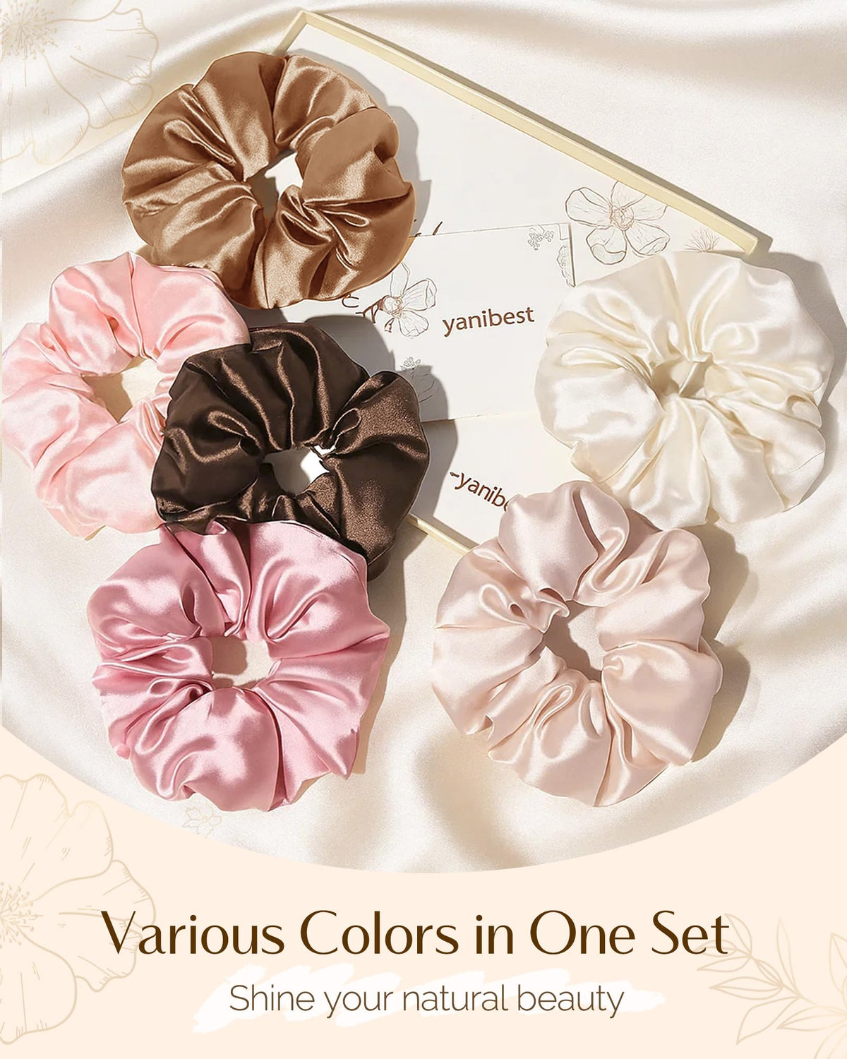 YANIBEST gift box open with eight scrunchies for gifting
