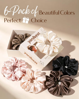 YANIBEST gift box with six scrunchies arranged neatly, perfect present idea