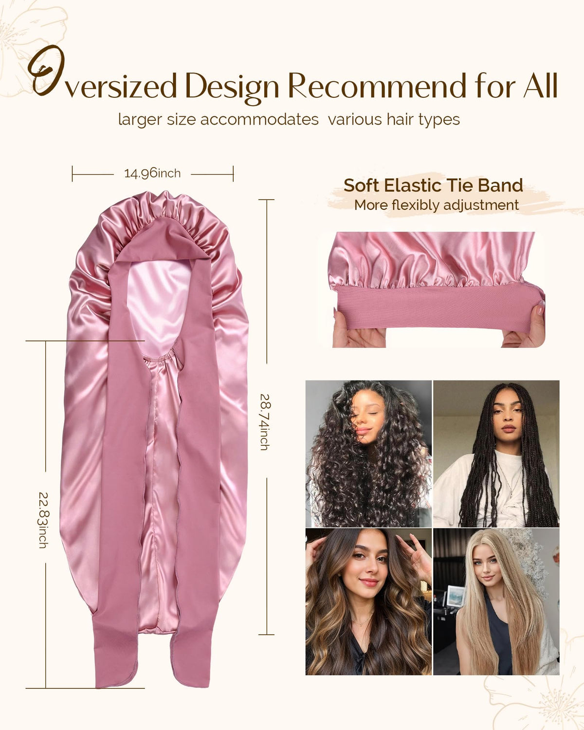 YANIBEST bonnet covering long braids to protect ends and prevent frizz