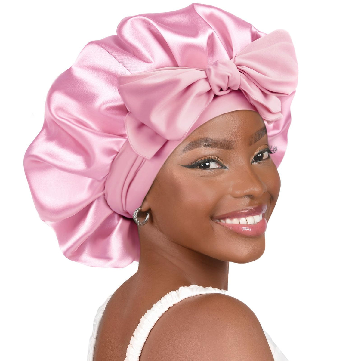 YANIBEST bonnet front view showing full coverage and soft texture