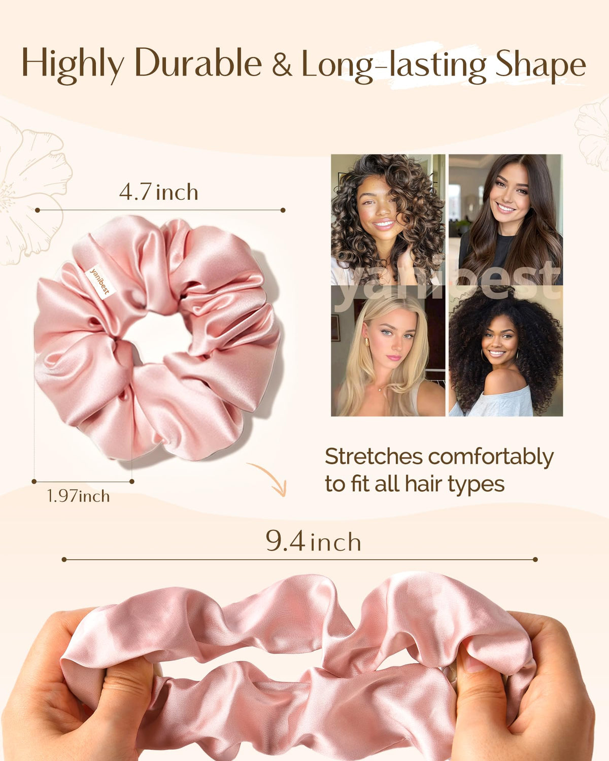 YANIBEST satin texture close-up highlighting smooth, low-friction fabric