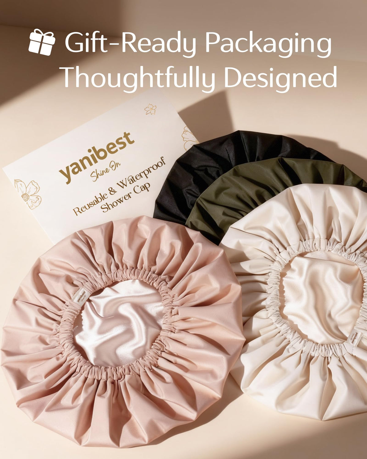 YANIBEST cap in bathroom setting protecting hair during shower