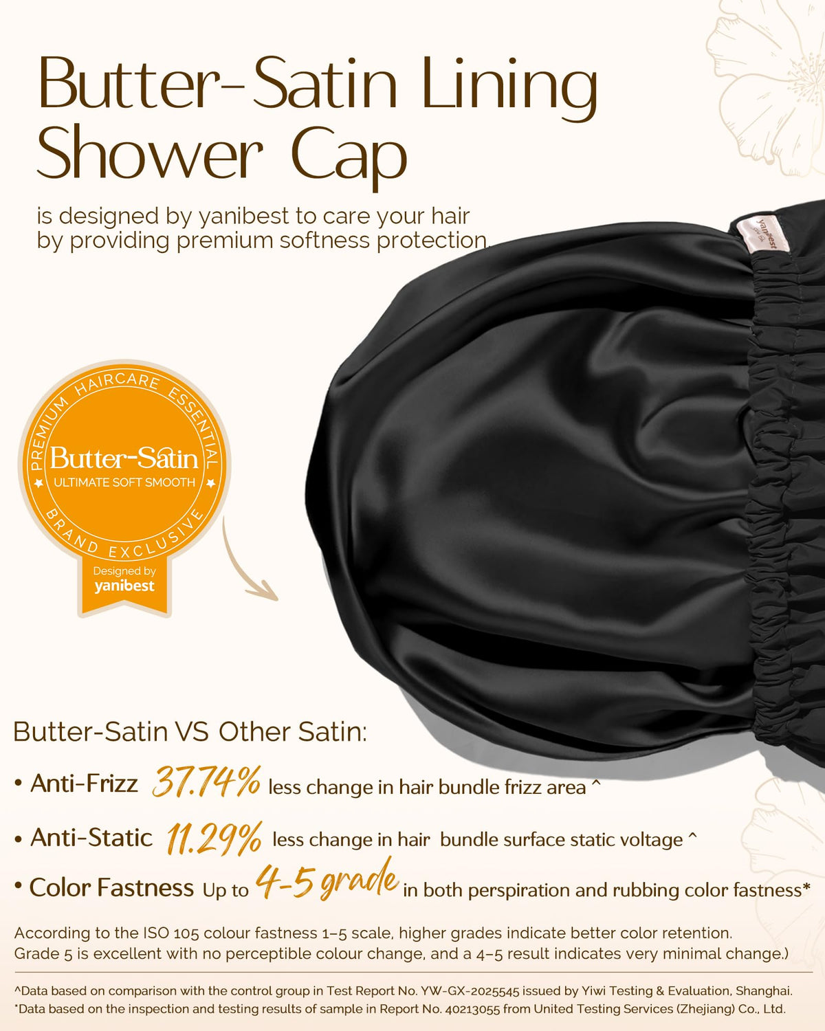 YANIBEST model wearing cap to protect styled hair from water