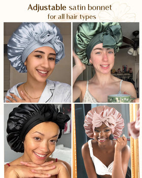 YANIBEST hand holding bonnet showing size and fit for large volume hair