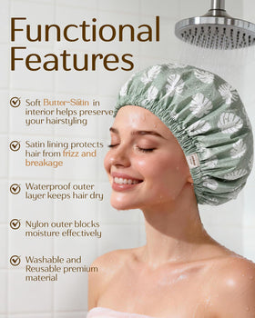 YANIBEST on model with long hair demonstrating roomy 13-inch diameter for full coverage