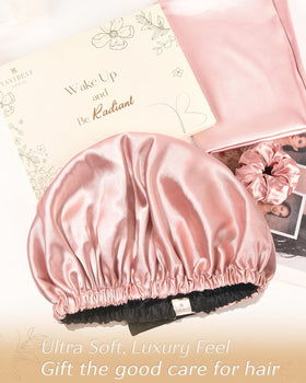 YANIBEST bonnet size comparison with hand showing roomy fit for voluminous hair
