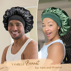 YANIBEST bonnet beside a ruler showing generous volume for long hair