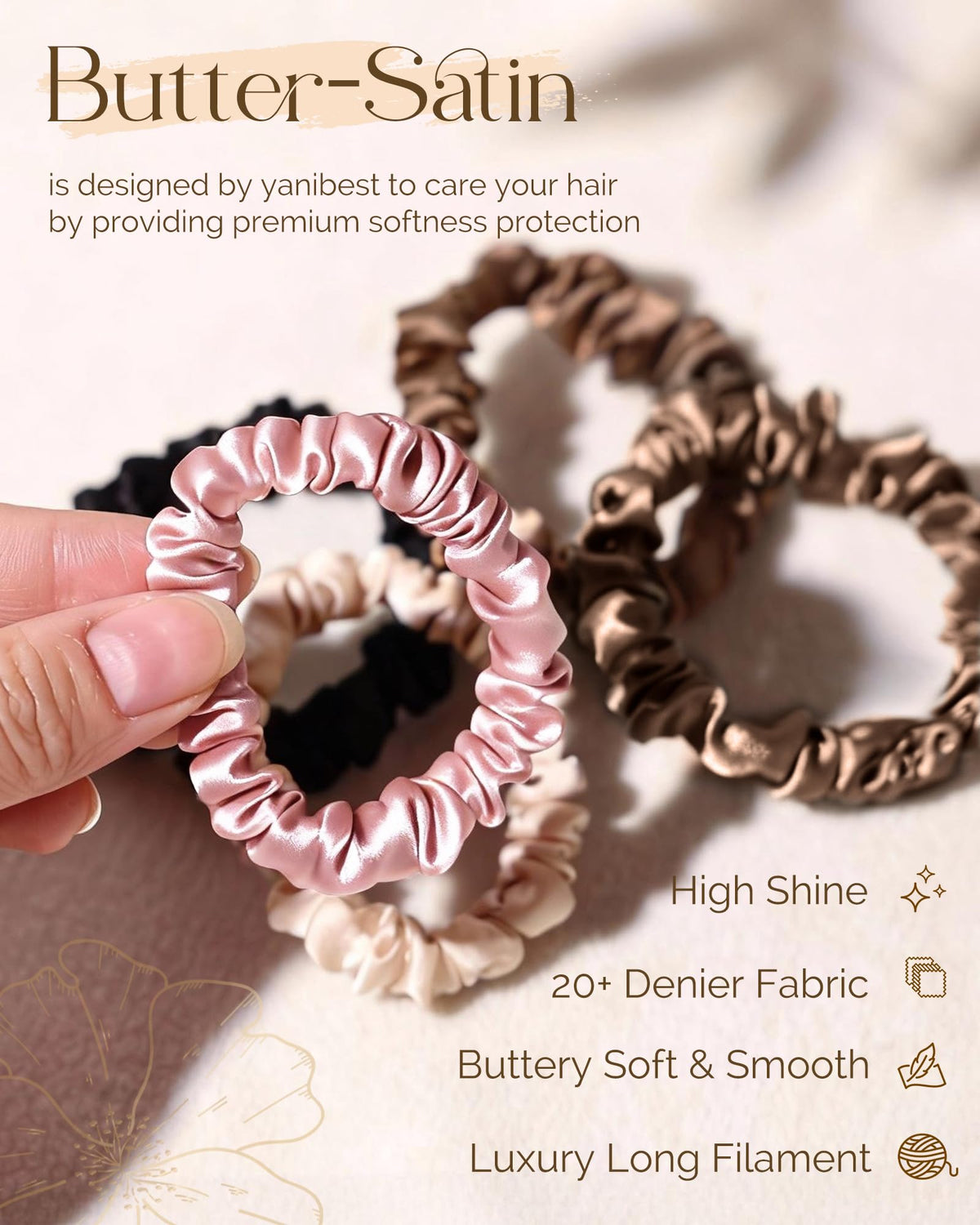 YANIBEST hand stretching scrunchie to show elasticity and secure hold benefits
