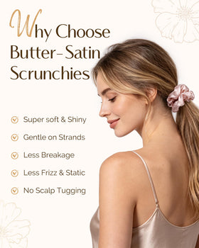 YANIBEST scrunchie stretched to show elastic strength and lasting shape