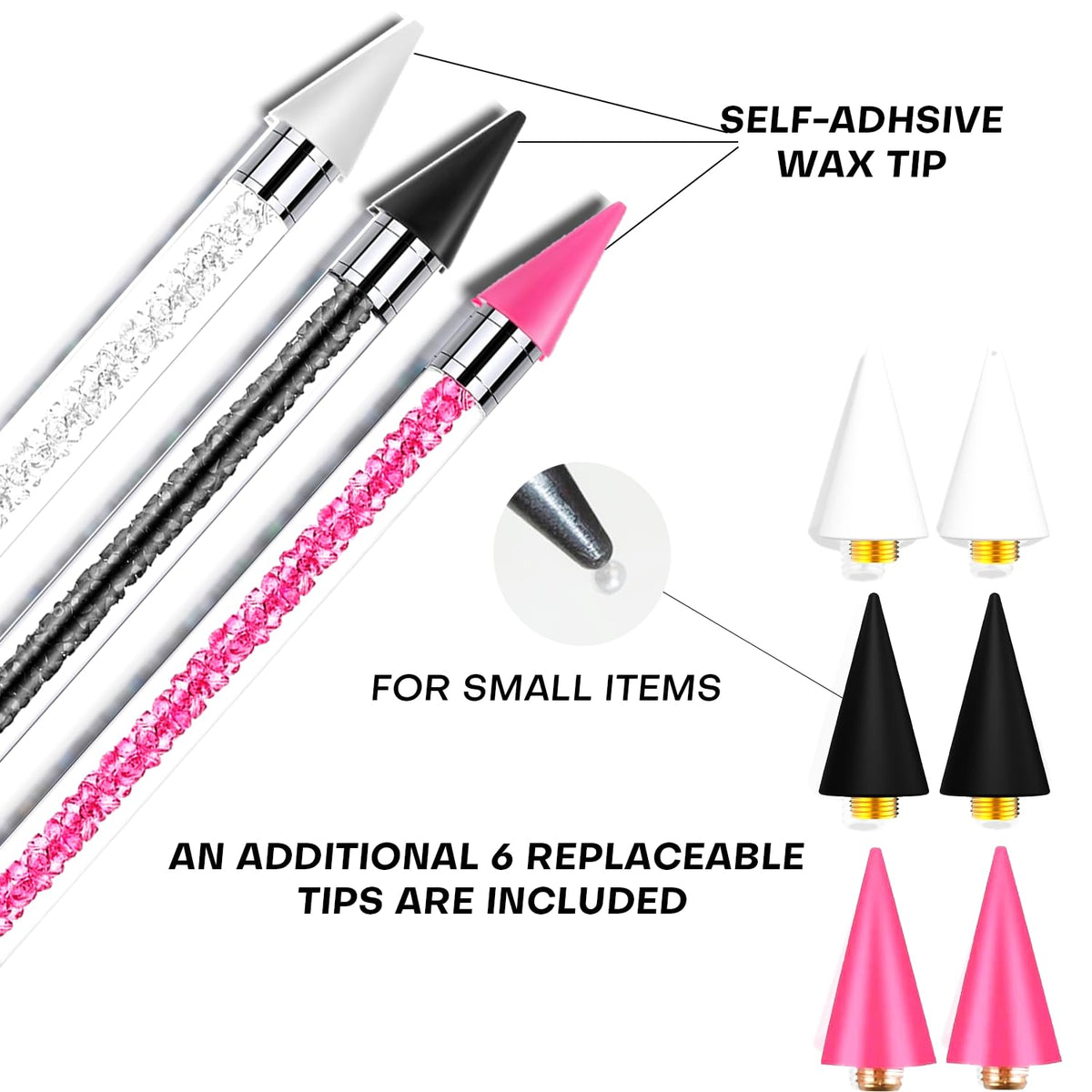 Yaoociy close-up of pen's gem-filled acrylic handle for balanced control