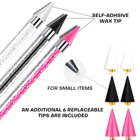 Yaoociy close-up of pen's gem-filled acrylic handle for balanced control