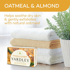 Yardley close-up of bar surface with visible oat grains for mild exfoliation benefit