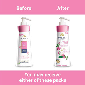 Yardley English Rose bottle beside fresh rose blooms showing floral scent inspiration benefit