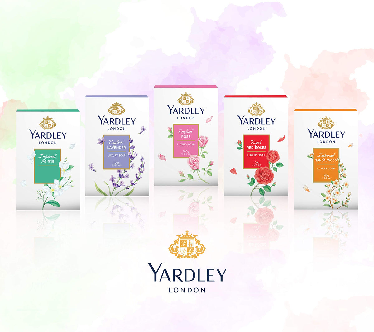 Yardley English Rose box label detail with scent notes listed benefit: clear fragrance information