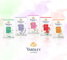Yardley English Rose box label detail with scent notes listed benefit: clear fragrance information