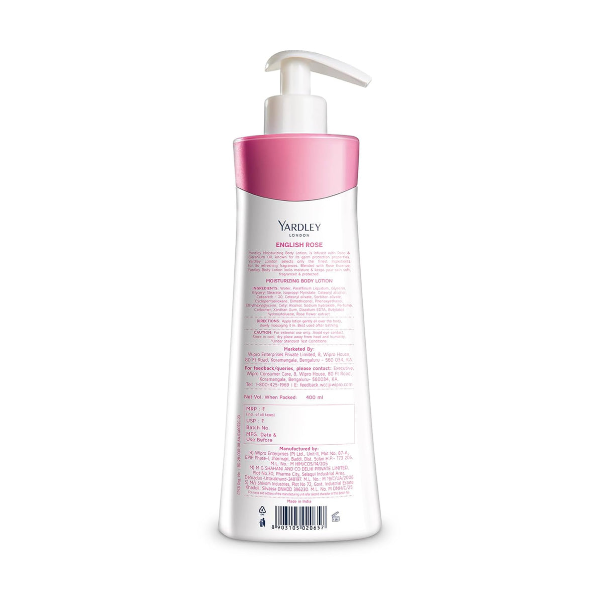 Yardley English Rose close-up of lotion texture showing lightweight absorbency benefit