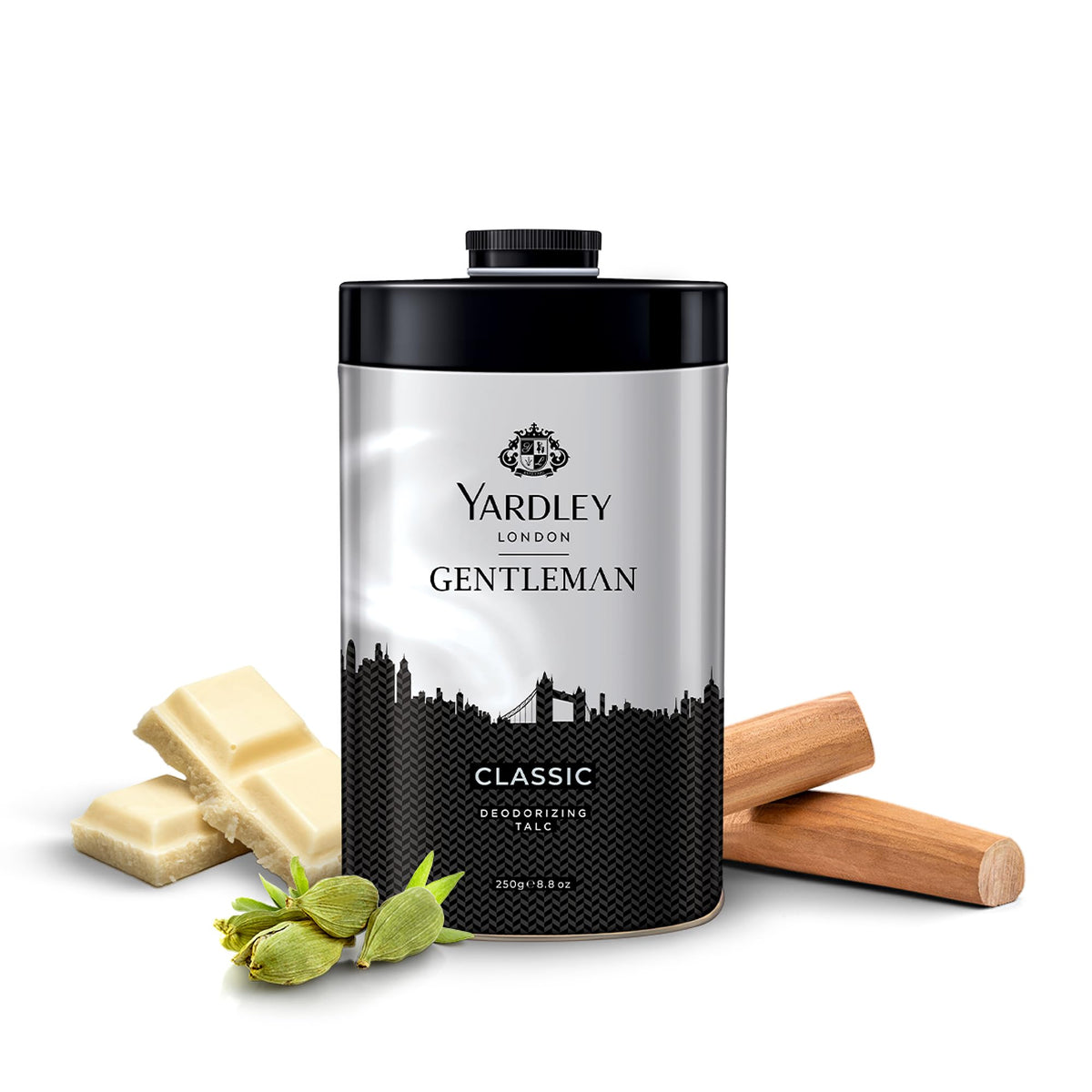 Yardley front packaging showing fragrance identity and benefits
