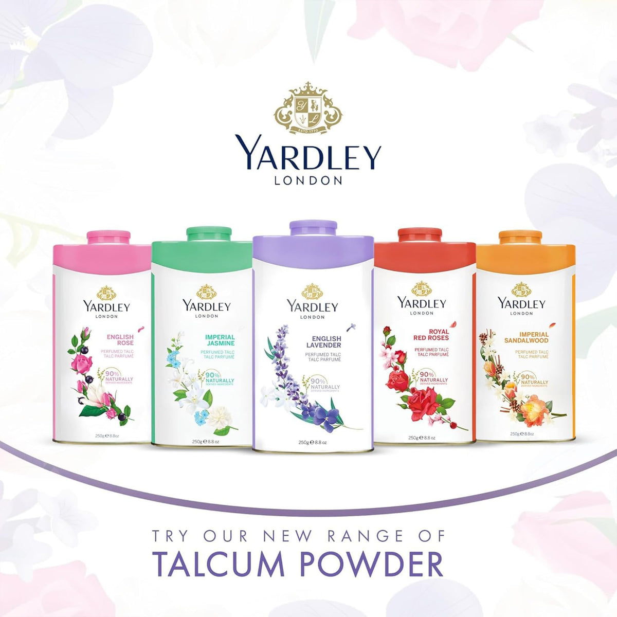 Yardley talc box styled as gift, ideal for presentable rose-scented gift