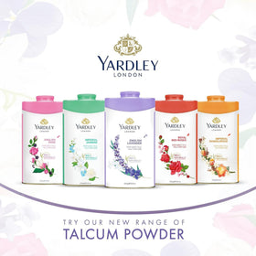 Yardley talc box styled as gift, ideal for presentable rose-scented gift