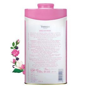 Yardley open container with pale talc visible, showing soft texture benefit