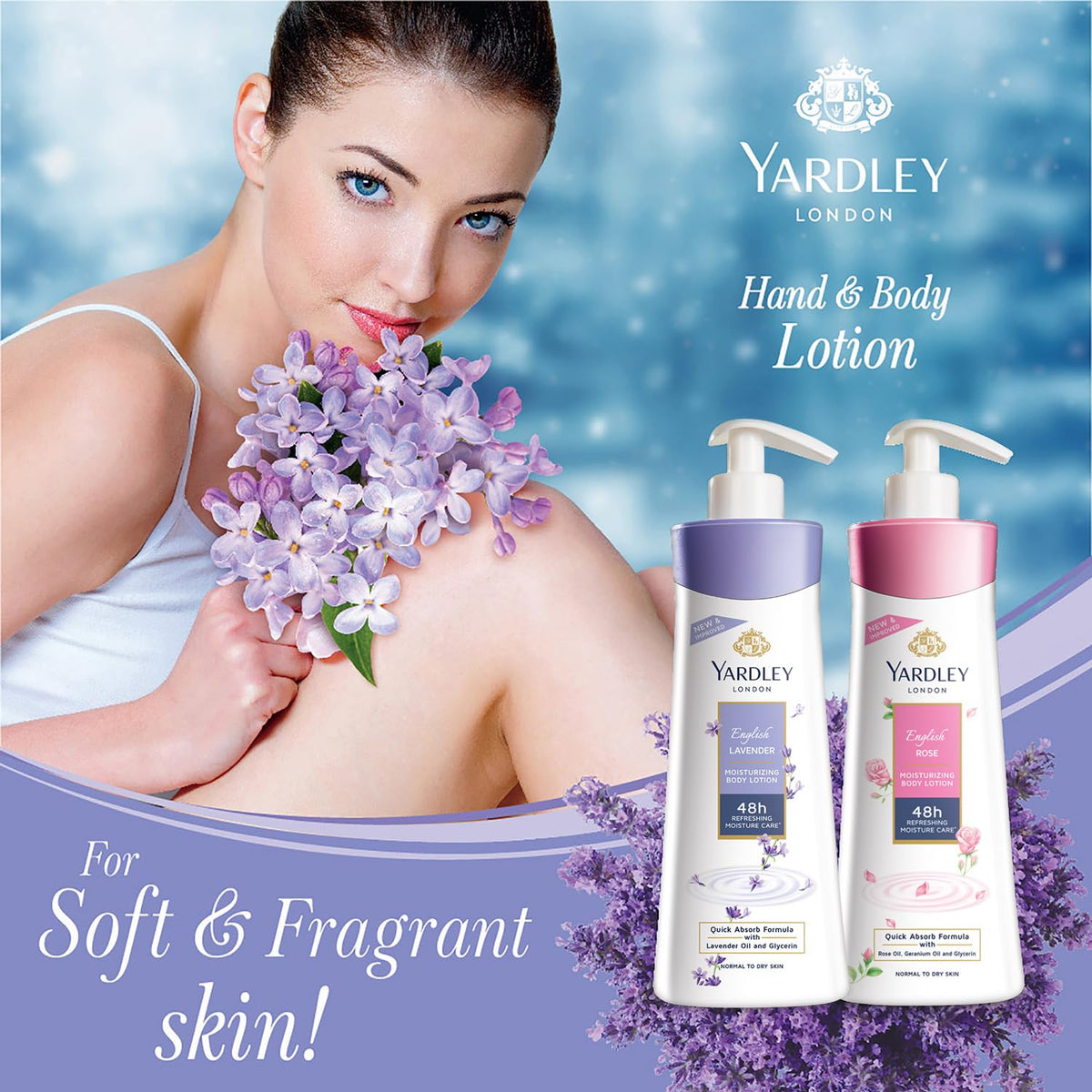 Yardley pump dispensing lotion showing easy application and controlled portioning