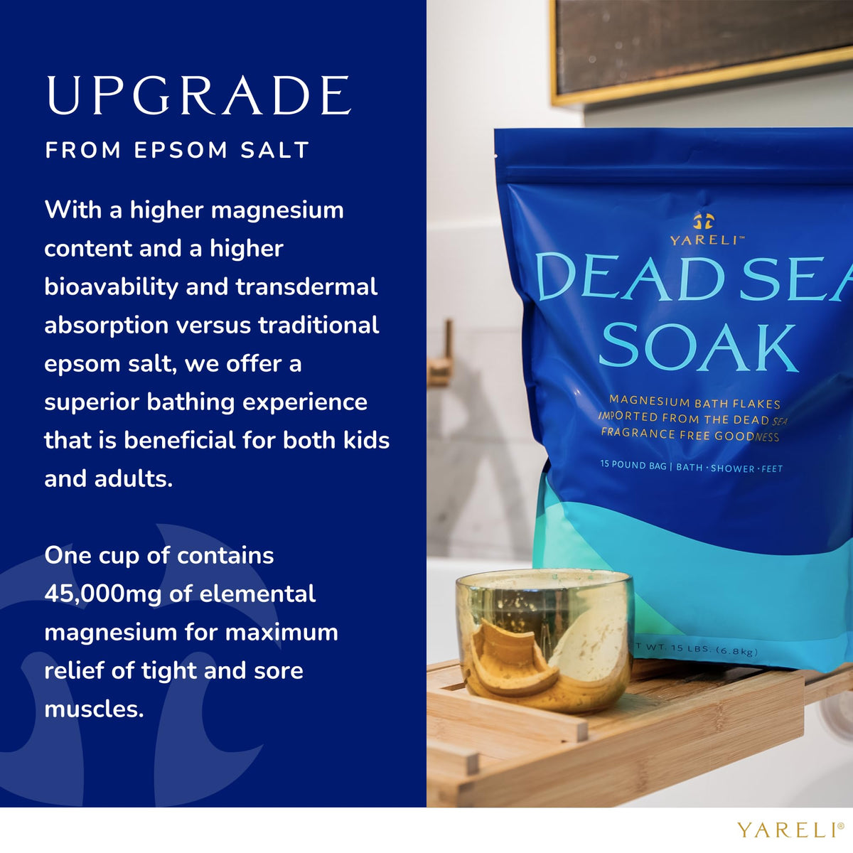 YARELI label detail showing Dead Sea source and high magnesium content