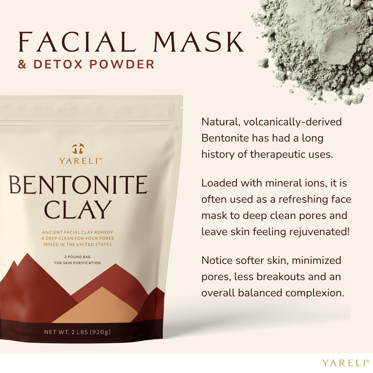 YARELI mixed facial mask in bowl ready to apply, easy-to-mix consistency benefit