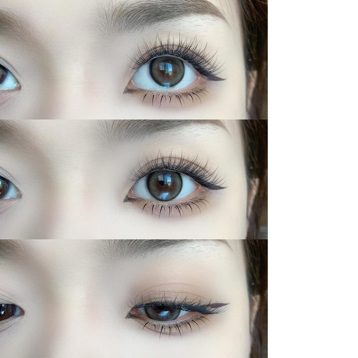 YASNAI before and after eye comparison showing fuller natural-looking lashes