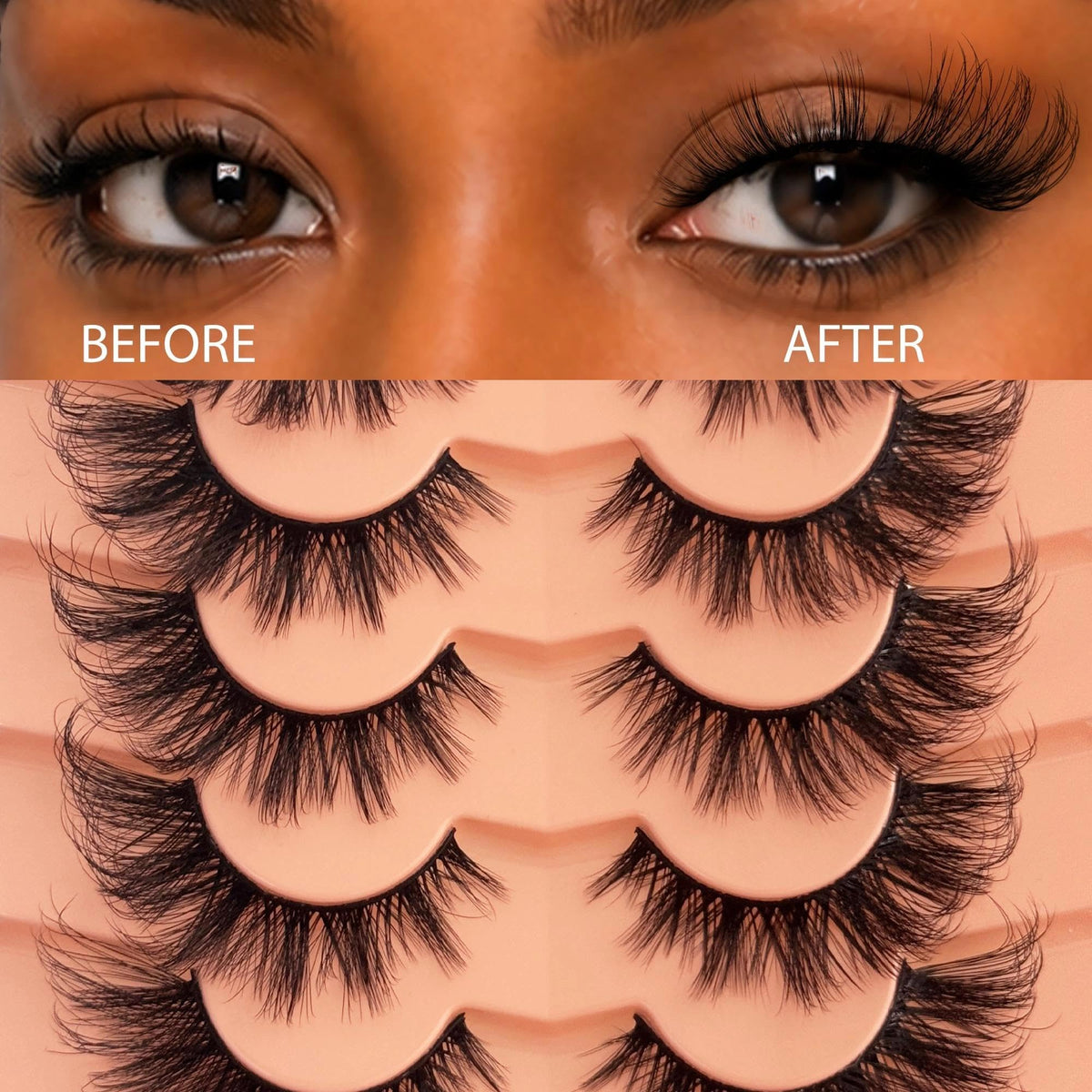 YASNAI lashes worn on model creating a wispy fox eye for lifted outer corners