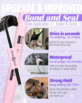 Yawamica quick-dry bond & seal bottle emphasizing fast, long-lasting hold