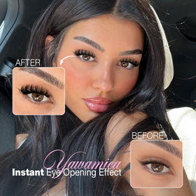 Yawamica close-up criss-cross lash fibers highlighting layered volume