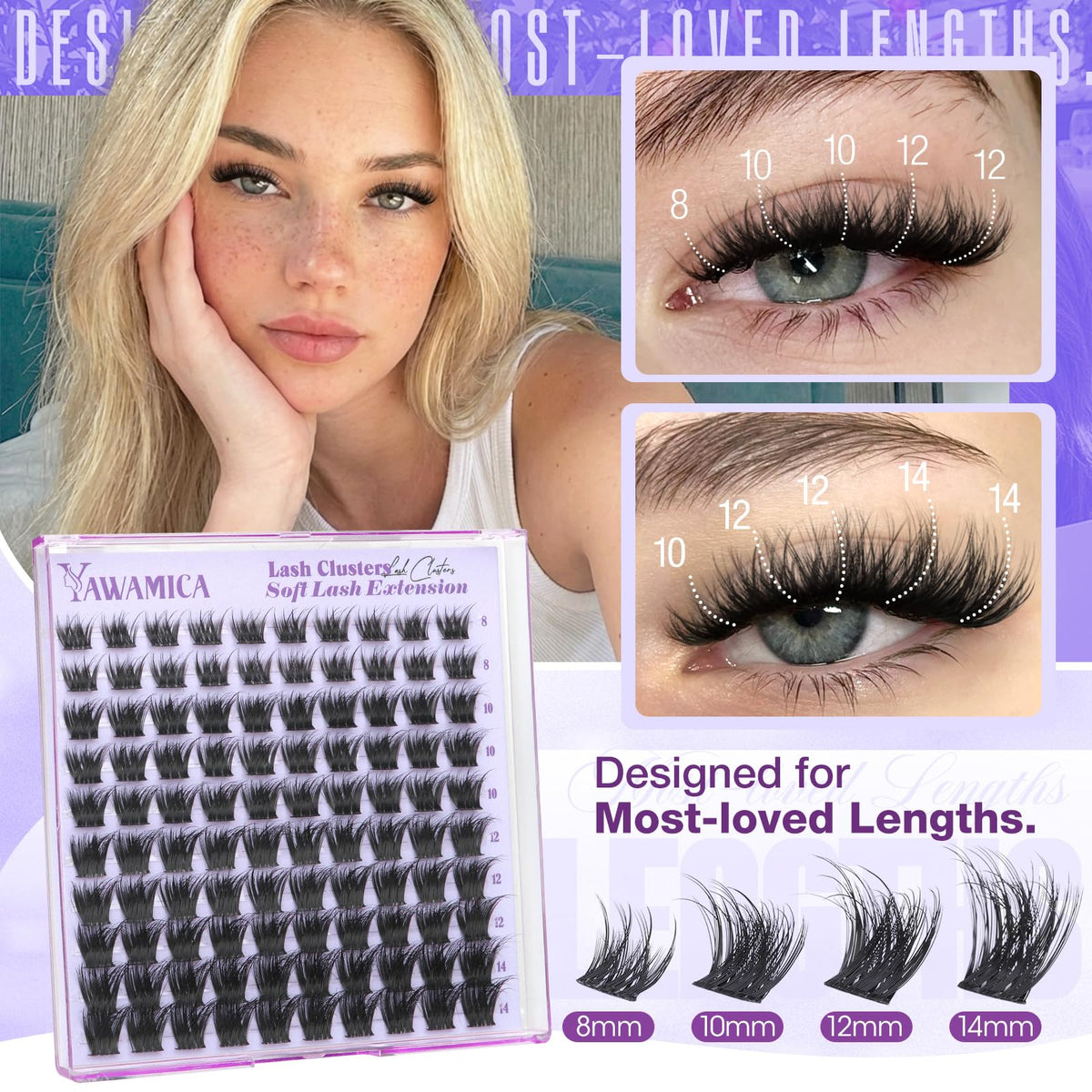 Yawamica close-up texture of wispy lash cluster tips highlighting natural-looking volume