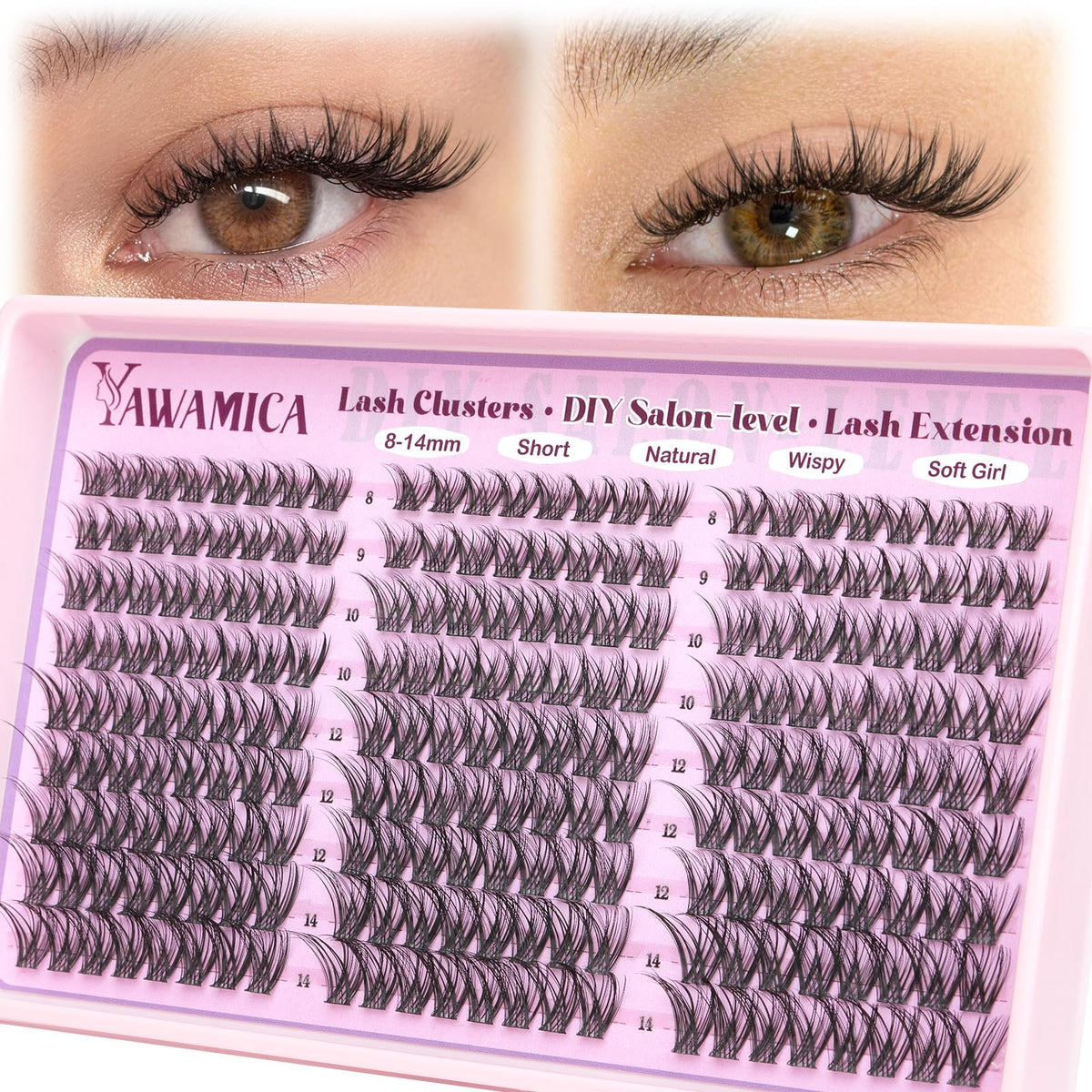 Yawamica front packaging showing 216-piece cluster set and easy DIY benefit