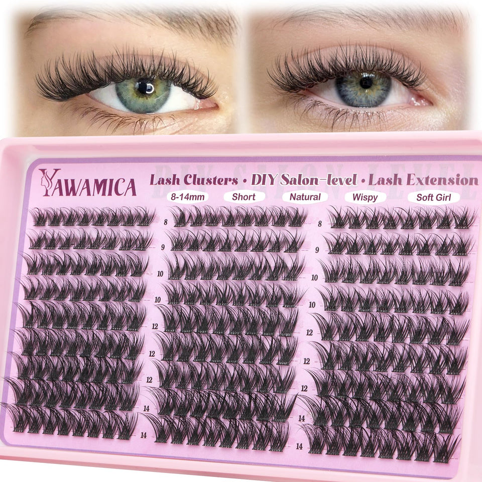 Yawamica front packaging showing 216-cluster kit, easy at-home styling