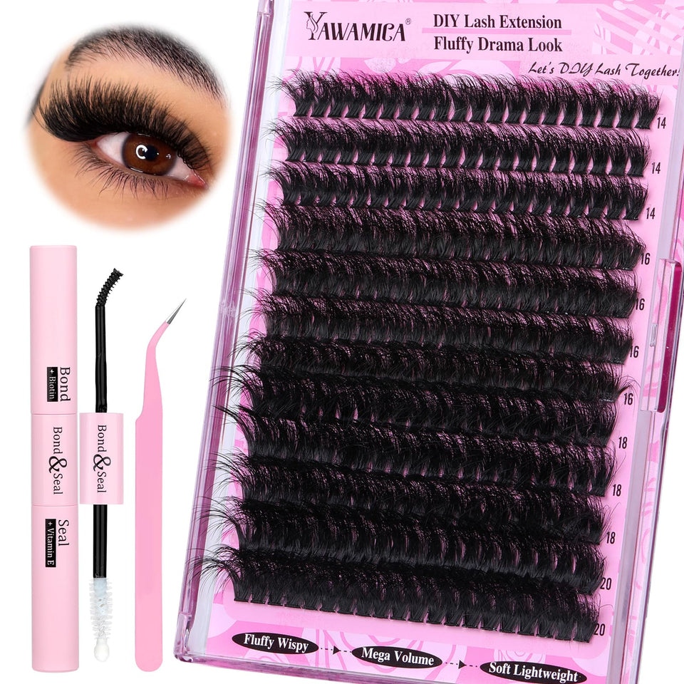 Yawamica front packaging showing complete DIY lash kit benefits