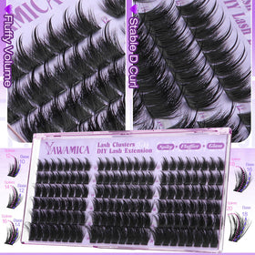 Yawamica clusters applied on an eye demonstrating DIY placement and lifted D curl