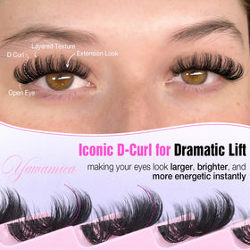Yawamica lash applied on model eye showing lifted, brighter appearance