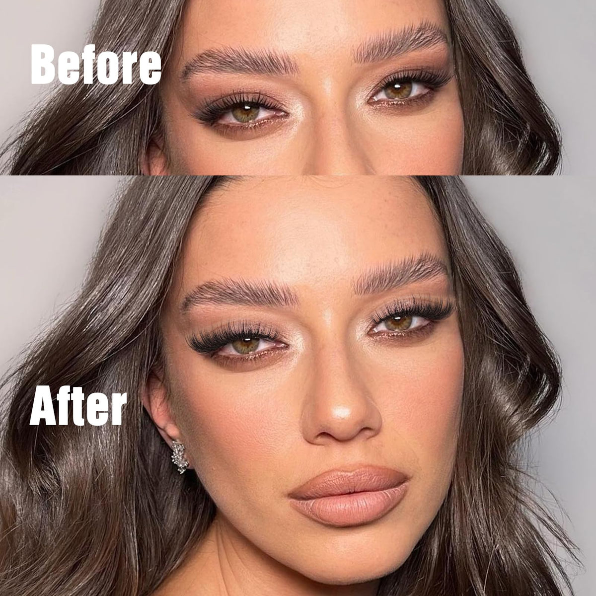 Yawamica lashes applied on an eye showing wispy lift and natural enhancement