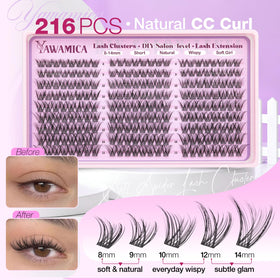 Yawamica display of mixed 8–14mm lengths enabling custom lash mapping