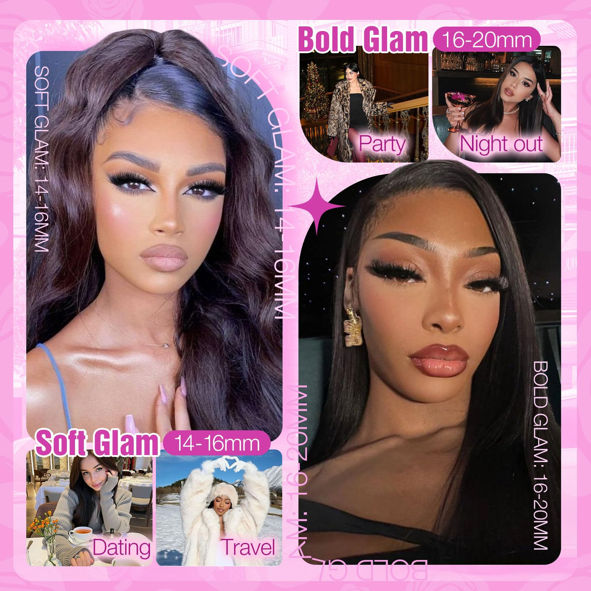 Yawamica four lengths arranged 14mm to 20mm showing customizable styling benefit