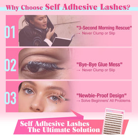 Yawamica side profile of worn cluster lashes that lift and define the eye