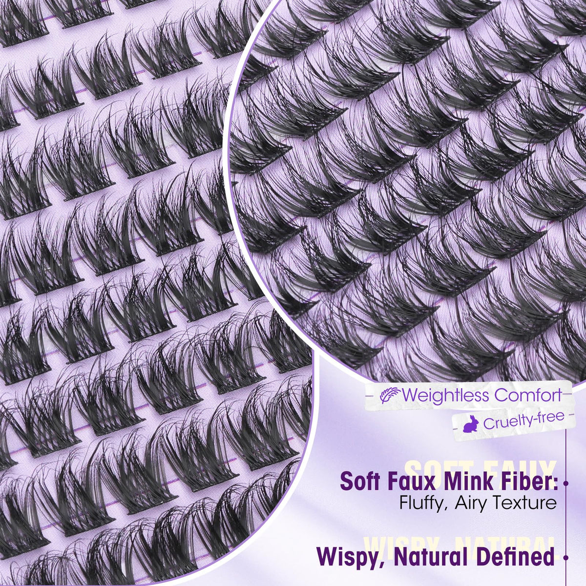 Yawamica faux mink fiber texture close-up showing natural feathered tips